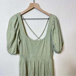 Free People Knit Jumpsuit Romper Onesie Green Aloe Wash Womens‎ Size L thumbnail 5