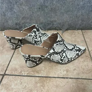 Rohb by Joyce Azria Woman 7 "Willow" faux snakeskin print block heel mules‎ thumbnail 2