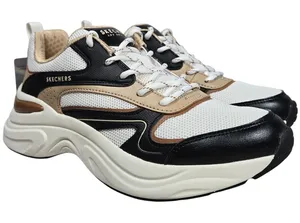 Skechers Hazel Fashion Gal Black White‎ Tan Women's Lace Up Sneakers Size 7.5 thumbnail 1