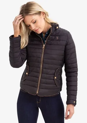 U.S. Polo Assn Channel Side Knit Black Puffer‎ Jacket Size Medium thumbnail 1
