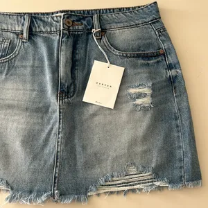 Kacan distressed blue Jean mini western skirt thumbnail 2