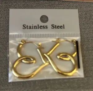 Gold Toned, Stainless Steel Twist Hoop Earrings - Elegant Women's Jewelry thumbnail 1