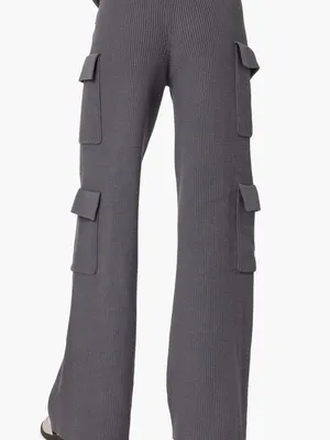 Edikted Wynter Gray Knit Cargo Pants Sz M Y2K Utility Wide Leg thumbnail 2
