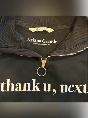 H&M Ariana Grande Thank U Next Black Quarter Zip Crop Sweatshirt Size 14Y / XS thumbnail 2