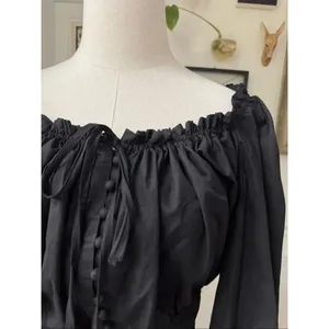 Rye Black Goth Whimsigoth Cottagecore Peasant Blouse Cotton M Black Size M thumbnail 3