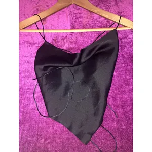 PRINCESS POLLY Julia Top Black Satin Backless Drape Cowl Neck Size US 6 S Small thumbnail 5