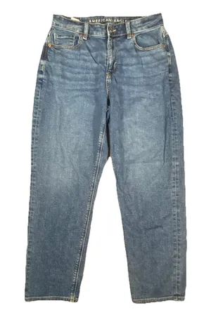 American Eagle Mom Jean 4 Stretch Crop Ankle Denim Mid Rise Trendy Y2K Summer‎ thumbnail 1