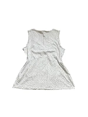 White & Black Polka Dot Babydoll Tank Top Women Medium Bow Front Ruffle Trim thumbnail 4