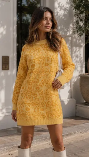 Lost + Wander Morning Sunshine Pullover Sweater Dress Dusty Yellow Small NWT thumbnail 1