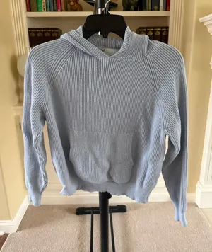 Ultra Flirt Light Blue Knit PullOver Hoodie thumbnail 1