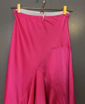 Anthropologie Skirt Womens XXS Pink Satin Asymmetric Ruffle Layered Long Party thumbnail 1