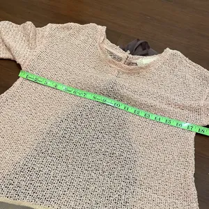 A’reve Blush Pink Lace and Ribbon Sweater Anthropologie thumbnail 4