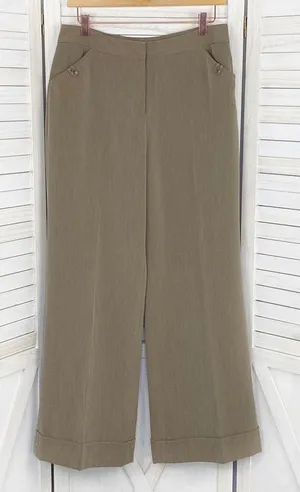 East 5th Petite‎ Cuffed Wide Leg Dress Pants Trousers Taupe Brown 8P thumbnail 1
