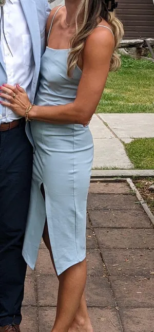 Light Blue One Shoulder Dress Size 8 thumbnail 2