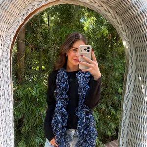 Target Navy blue leopard print ruffled scarf thumbnail 3