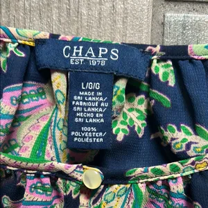 Chaps Blue and Green Relaxed Ruffled Blouse thumbnail 2