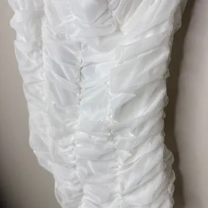 Le Lis Anthropologie One-Shoulder Ruched‎ Bodysuit Medium White Mesh NWT thumbnail 4