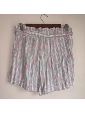 American Eagle Outfitters Striped Paperbag Waist Shorts Size Medium thumbnail 4