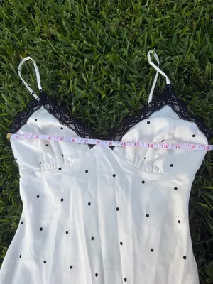 Lulus Majella Ivory Polka Dot Satin Lace Slip Midi Dress Size M thumbnail 7