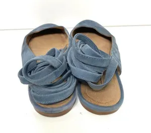 Madewell April Ankle Wrap Blue Suede Ballet Flats thumbnail 4