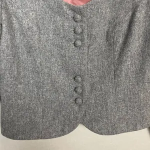 Vintage 1960s Cropped Blazer Jacket 3/4 Length Sleeves Women Carlette Twee Gray thumbnail 9