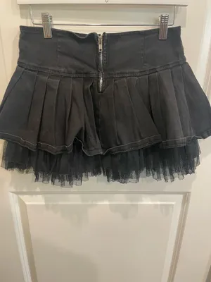Royal Bones Pleated Black Skirt thumbnail 3