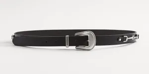 ZARA Black Silver Leather Contrast Belt Accessory thumbnail 2