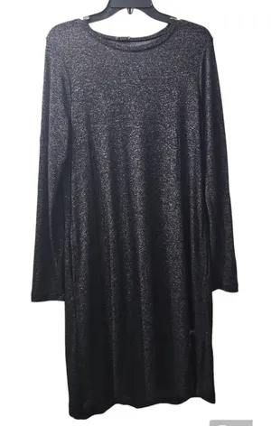 J.Crew Sparkle Knit Dress Long‎ Sleeve Casual Party Black Size M thumbnail 1
