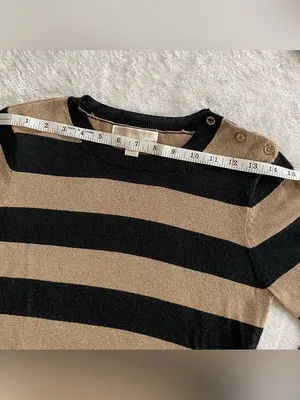 Michael Kors Gold and Black Striped Sweater size XS thumbnail 6