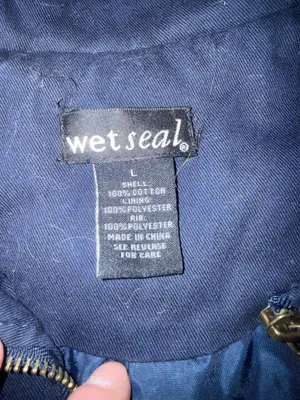 {WET SEAL} Navy Blue Bomber Jacket with Gold Hardware - Large thumbnail 6