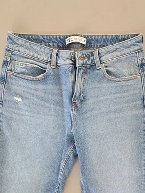 Zara Light Blue Distressed Boyfriend Jeans Size 4 thumbnail 5