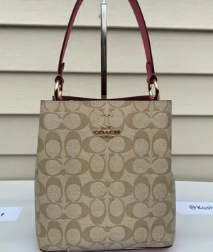 Coach KhakiPink Signature Town Small Bucket Bag thumbnail 2