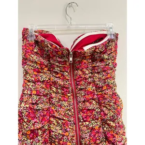 Forever‎ 21 Strapless Ruched Floral Mini Dress Y2K Bodycon Tube Sz M thumbnail 6