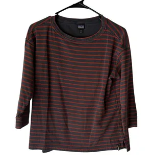 Patagonia Shirt Medium Gray Red Striped Organic‎ Cotton Long Sleeve Casual thumbnail 1