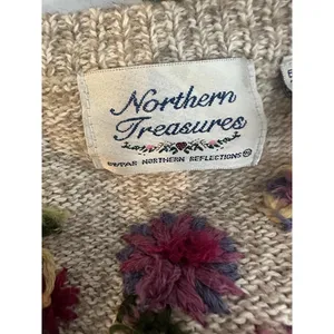 Vtg Northern Treasures Wool‎ Blend Granny Sweater Cardigan M Cottagecore Floral thumbnail 7