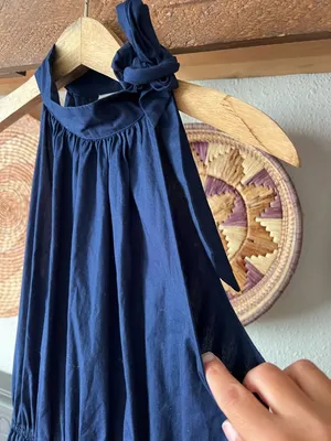J.Crew Sz 8 Poplin Halter Neck Dress, Navy Blue Cute Summer Dress Classic Minima thumbnail 2