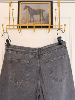 Women's Washed Grey Drawstring Waist Wide Leg Jeans thumbnail 6
