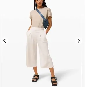 Lululemon Can You Feel The Pleat Crop Light Ivory High Rise Wide Leg Sz 2 W6BJCS thumbnail 7