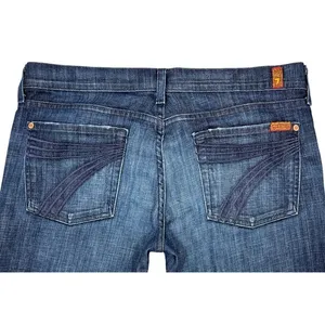 7‎ For All Mankind Low-Rise Crop Dojo Wide Leg Jeans 32" Dark Wash 7FAM Y2K USA thumbnail 3