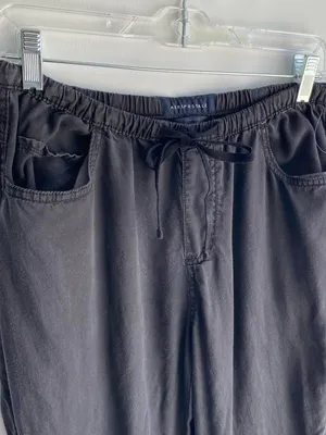 Aeropostale lightweight black wide leg drawstring pants casual fall transition S thumbnail 2