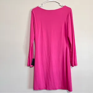 NWT Lulus Comeback Baby Hot Pink Long Sleeve Knit Dress‎ LARGE thumbnail 6