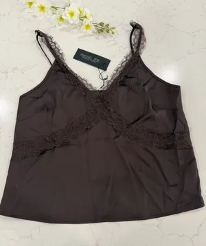 Rachel Zoe Chocolate Lace-Trim Satin Camisole thumbnail 1