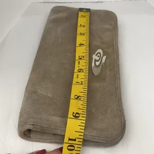 Vintage Montgomery Ward taupe suede fold over clutch. thumbnail 9