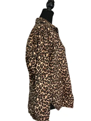 Aerie Leopard Print Button-Up Shirt Size Small thumbnail 3