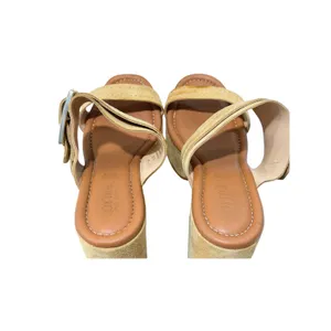 Lottini Italy Biscotto Beige Leather Suede Platform Slide Sandals Gold Buckle 10 thumbnail 12