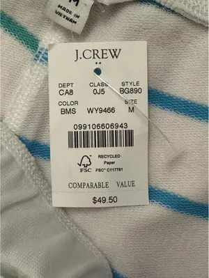 J.Crew white green blue striped drawstring knit shorts Medium coastal nautical thumbnail 7