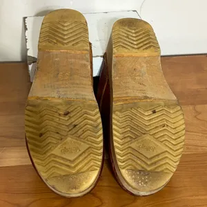 Vollsjo Swedish Clogs Womens 39 Brown Leather Wooden Platform Mules Sweden thumbnail 7