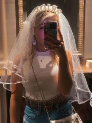 Bride Rhinestone Fringe Hem Crop Top White Size L thumbnail 4