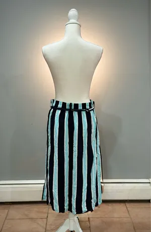 Black/Blue Westport Striped Midi Skirt Size MP EUC thumbnail 2