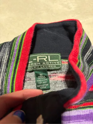 Vintage Lauren Ralph Lauren active Multicolor Stripe Half-Zip Top medium thumbnail 3